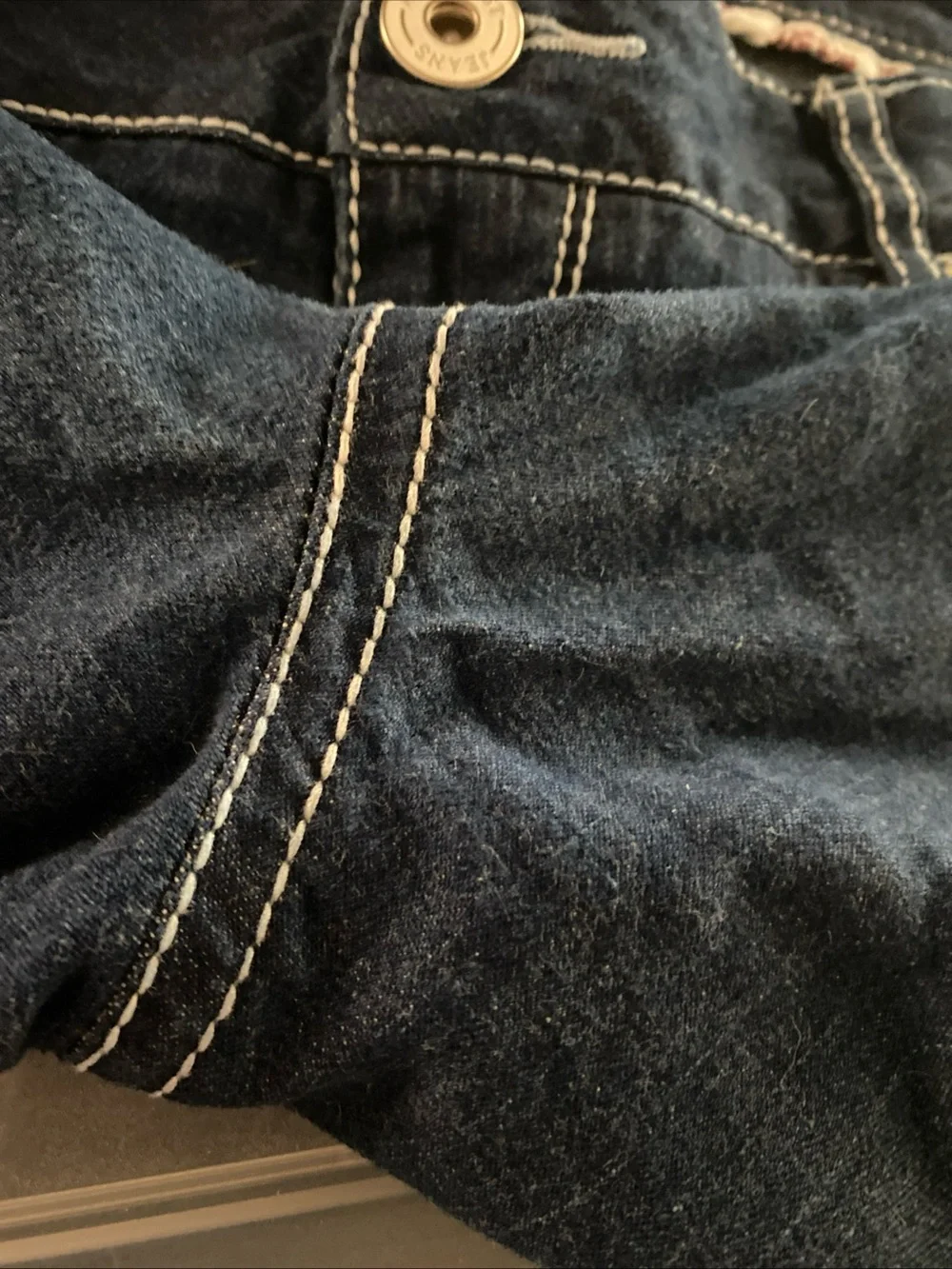 Amethyst 14 Jeans Shorts Dark Blue Stretch Denim Bermuda Rhinestone Rivets